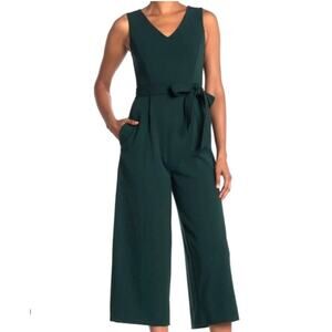Calvin Klein Emerald Cropped Wide Leg V-Neck Jumpsuit sz 14